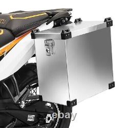 Aluminium Panniers Set + Top Box for KTM 390 Adventure NX55 silver