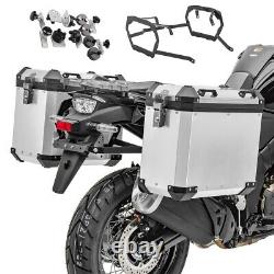 Aluminium Panniers + rack for BMW F 850 GS Adventure 19-23 GX38-45 silver