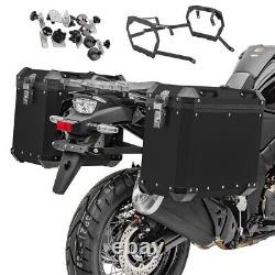 Aluminium Panniers + rack for BMW R 1200 GS Adventure 14-18 GX38-45 black