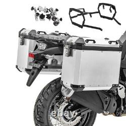 Aluminium Panniers + rack for BMW R 1200 GS Adventure 14-18 GX38 silver