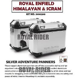 Fits Enfield HIMALAYAN & SCRAM ADVENTURE SILVER PANNIERS PAIR With OIL FILTER