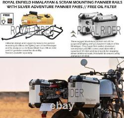 Fits Enfield Himalayan & Scram'Pannier Rails & Silver Adventure Pannier Pairs