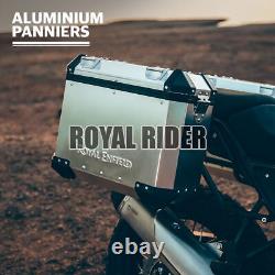 Royal Enfield ADVENTURE SILVER PANNIERS For HIMALAYAN & SCRAM- With OIL FILTER