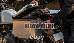 Royal Enfield HIMALAYAN & SCRAM ADVENTURE SILVER PANNIERS PAIR With OIL FILTER