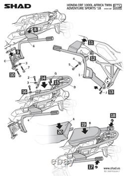 Kit de montage 3P pour Honda Africa Twin Adventure Sports + Valises latérales en aluminium Shad SH35
