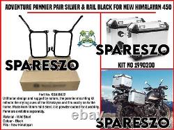 PAIRE DE SACOCHES D'AVENTURE ARGENTÉES ET SUPPORT POUR RAIL Adaptées à la Royal Enfield New Himalayan 450