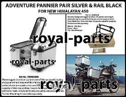 PAIRE DE SACOCHES D'AVENTURE EN ARGENT ET SUPPORT POUR ROYAL ENFIELD NEW HIMALAYAN 450