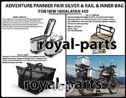 Paire de sacoches d'aventure en argent et sac intérieur pour R. E New Himalayan 450