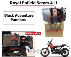 Royal Enfield Scram 411 Boîte à sacoches d'aventure noire en paire