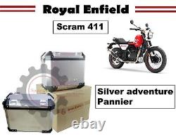 Royal Enfield Scram 411 Paire de boîtes de sacoches d'aventure argentées