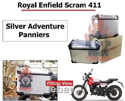 Royal Enfield Scram 411 Paire de sacoches d'aventure en argent